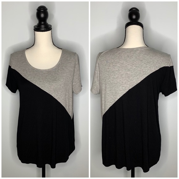 Kaileigh diagonal color block short sleeve top - Picture 1 of 7